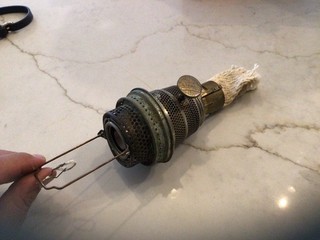 Vtg Aladdin Lamp Model B Burner W/Wick Wick Lifter & Flame Spreader pewter color