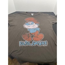 Junk Food Mens Papa Smurf Graphic TShirt XL Brown 2007 Vintage Style Made in USA