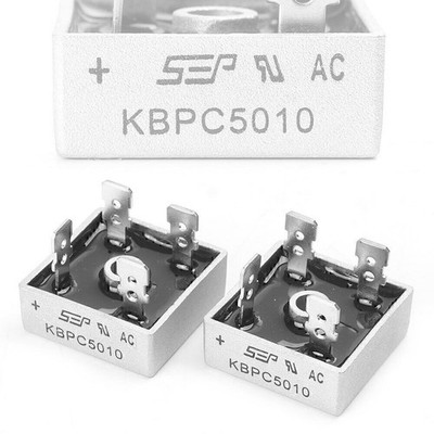 2PC 50A 1000V Square Metal Case Single Phases Diode Bridge Rectifier KBPC5010 yf