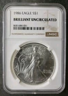 1986 $1 American Silver Eagle Dollar NGC Brilliant Uncirculated