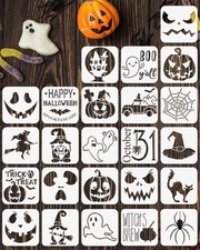 RINOLY 24 PCS Small Halloween Stencils for Painting on 3 inches x 3