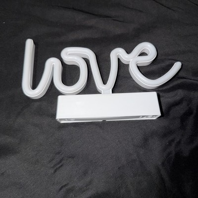Pink LED Neon Love Sign Tabletop Battery Operated Decorative Light White Base