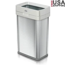 Slim 13G Stainless Steel Open Top Trash Can Commercial Use Heavy Duty Waste Bin