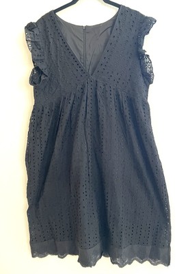 Women s Black Eyelet Romper Dress  Size Large