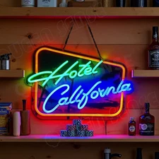 Hotel California LED Neon Sign With Dimmer USB Powered Adjustable Light