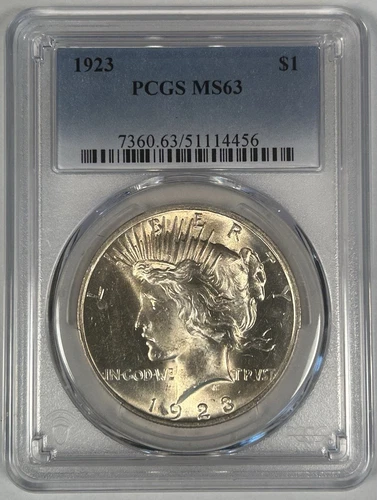 1923 Peace Silver $1 Dollar Coin PCGS MS 63
