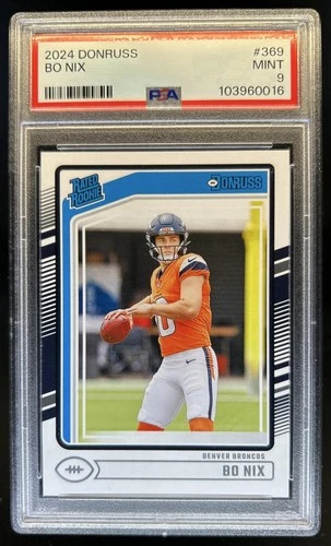2024 Panini Donruss Bo Nix RC Rated #369 Broncos PSA 9 Rookie