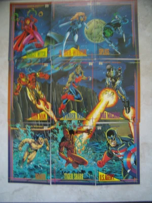 LOT 4 : SÉRIE DE 9 CARTES SUPER HEROES . MARVEL . 1993 .SUPERBE ÉTAT .COMME NEUF - Photo 1/4