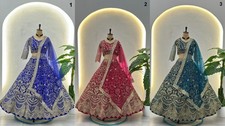 Schweres Schmetterlingsnetz Sequenz Arbeit Party Kleidung Lehenga Choli mit Dupatta 15-MA-7