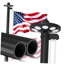 Upgraded 10 Gauge 25FT Heavy Duty Flag Pole Kit with 136 LED 10 Gauge - 25FT