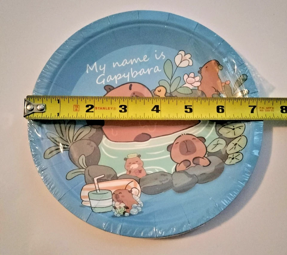 Decoraciones de vajilla de cumpleaños Capibara, paquete de 10 platos, paquete de 20 servilletas animales Foto 3 de 4