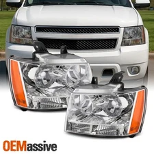 Fit 2007-2014 Suburban Tahoe Avalanche Headlights Lights 07 08 09 10 11 12 13 14
