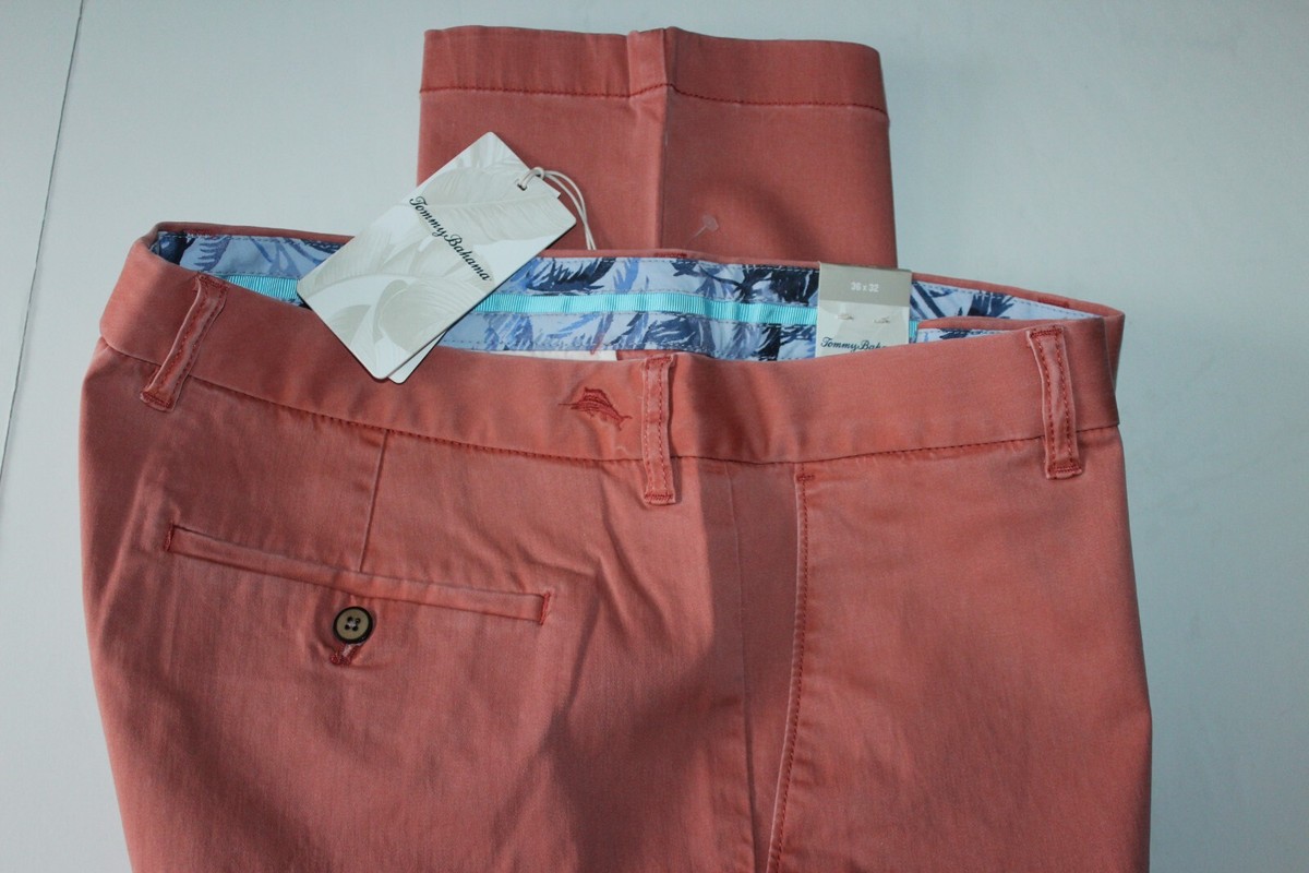 リー Tommy Bahama Pants Boracay Solid Flat Front Red Sunset T115496