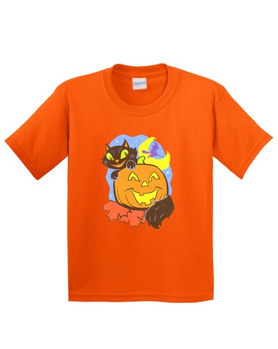 Halloween Pumpkin Cat Funny Kids T-Shirt Horror USA American Gift Cool New Tee - Picture 13 of 14