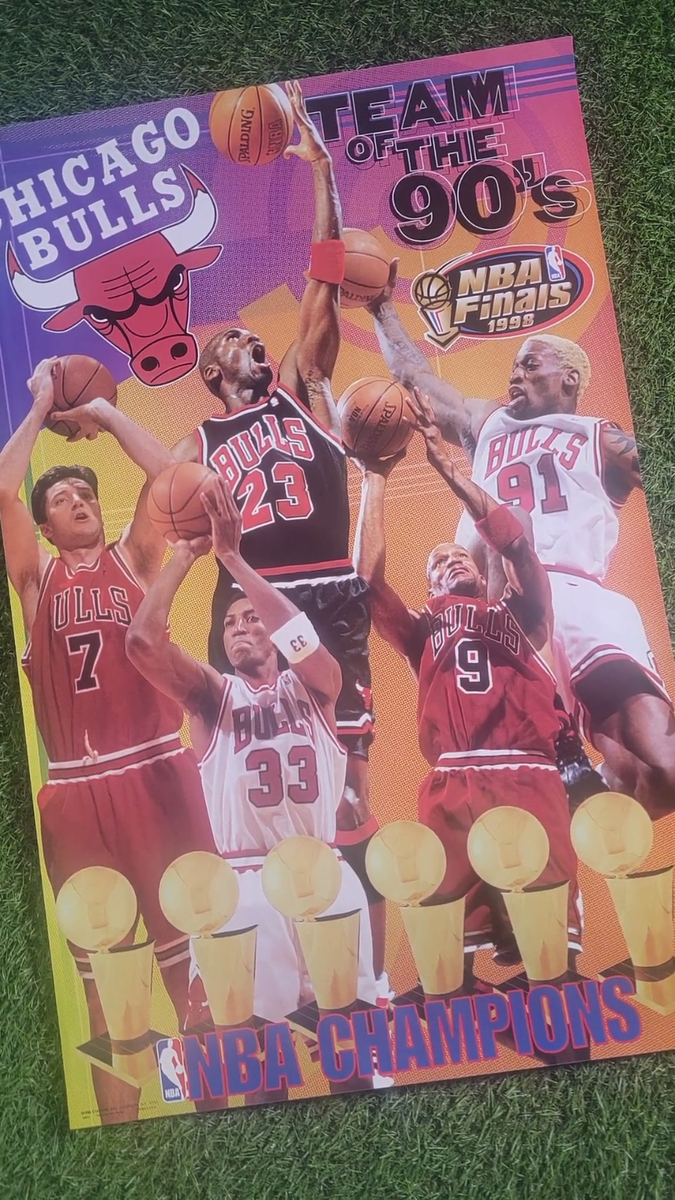 1998 NBA Finals Chicago Bulls Team Of The 90's Poster 23x34