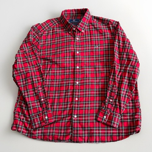 Vineyard Vines Classic Fit Flannel Whale Shirt Red Plaid Cotton Preppy Men’s XXL