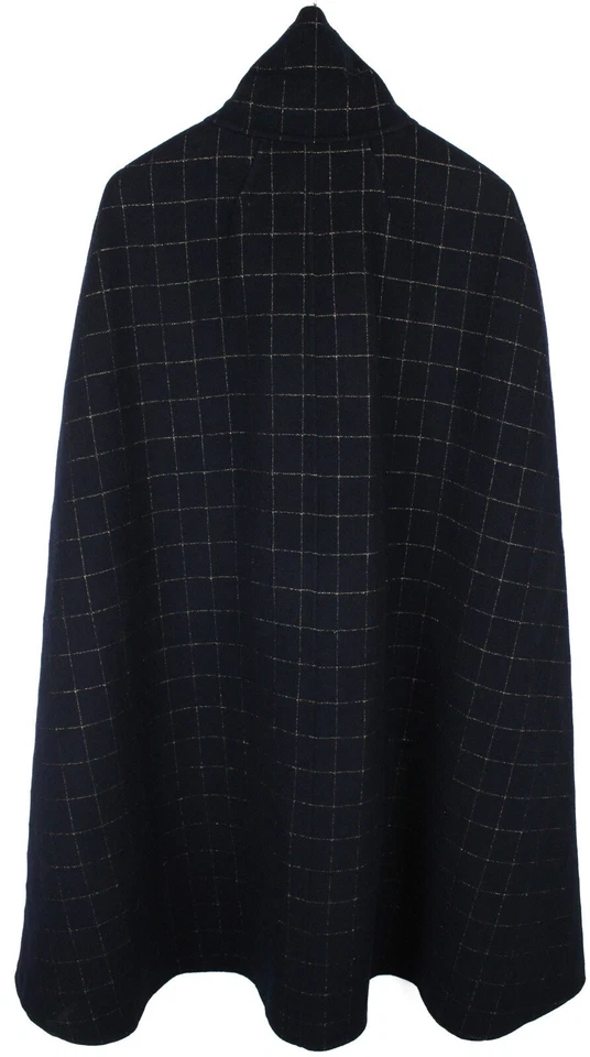 Poncho Sandro Abrigo Damas (UE) 38 Mezcla Lana Cierre a Cuadros Azul Oscuro Foto 4 de 4