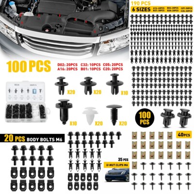 Car Metal Screw Body Fender Bumper Retainer U Nut Clips Gasket Fastener 40PCS E