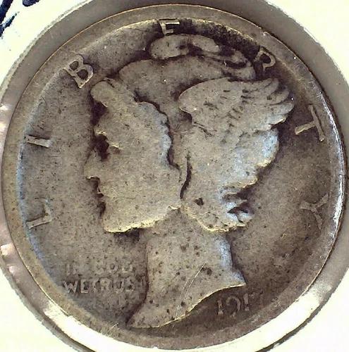 1917-S Mercury Dime - SILVER - GOOD - Free Shipping
