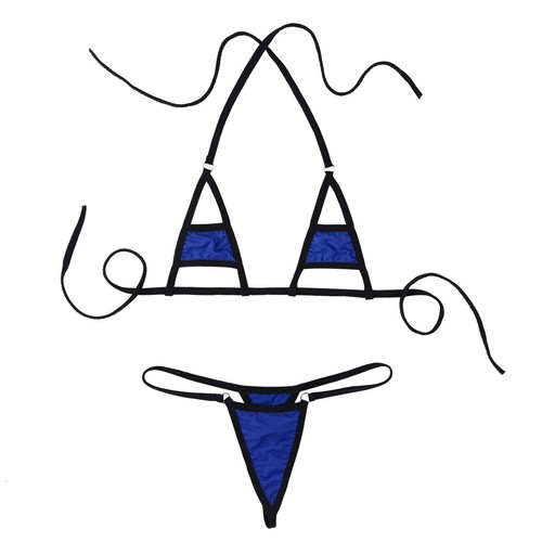 Sexy conjunto de lencería de micro bikini de encaje para mujer sujetador deslizante con tanga tanga - Imagen 53 de 279