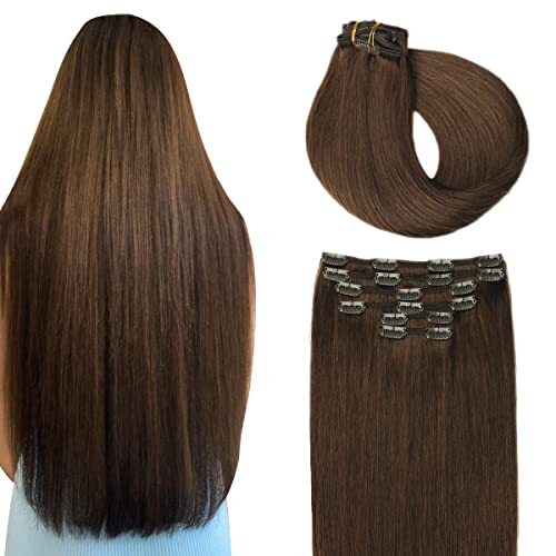 Clip in Hair Extensions Real Human Hair, 22'' 120g-Classic 1-#4 ...