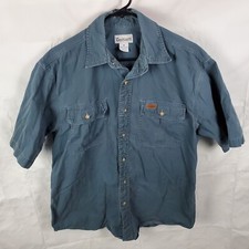 Carhartt Shirt Men's Medium Blue Button Workwear Outdoor Casual Work S110STM