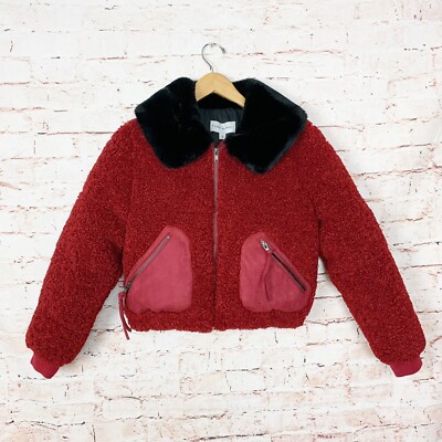 Type Alpha Red Teddy Coat Womens Size Small