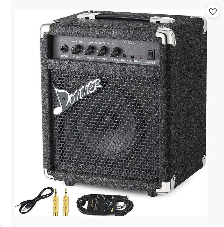 DONNER 15w Bass Amp Bass Guitar Amplifier DBA 1 Electric Practice Bass Combo NEW