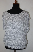 LOFT Outlet Sz XL White Floral Sleeveless Pullover Rayon Top Elastic Waist
