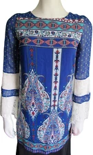 amy's closet girls blue multi paisley dress size 14 nwt