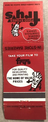 Vintage 20 Strike Matchbook Cover - Fry s Food Store     E