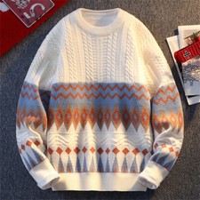 Men's Crew Neck Sweater Casual Knitted Pullover Warm Sweaters