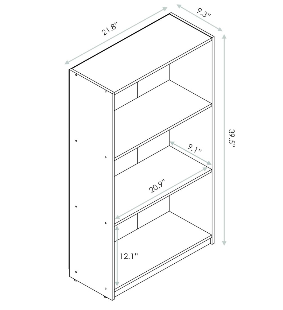 Solid Blue Wooden 3 Shelf Bookcase Storage Bookshelf Shelves Office Organizer