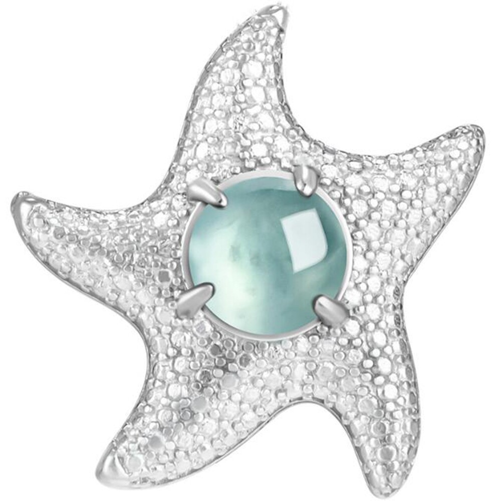 Certified Green Natural Burma Jadeite Starfish Pendant Necklace in 925 Silver