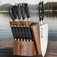 Kitchen Knife Set with Block, Full Tang 15 Pcs Professional Light Box Damag NIOB