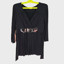 JTB Buckle Tie Dress Womens Size S Black Rayon Vintage