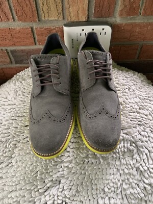 Cole Haan Lunargrand Wing Tip 10 M Charcoal Grey Suede/Yellow Sole C10226 Cole Haan Grand OS Wingtip Gray Green Leather | Mercari main image 4