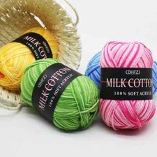 Milk Cotton Yarn 3-strand Gradient Knitting Crochet Soft Baby Cotton Yarn Hand