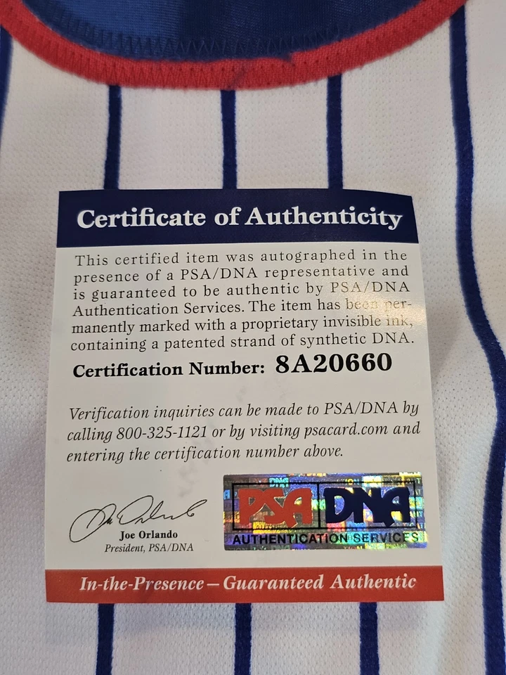 Albert Almora Jr Autographed/Signed Jersey PSA/DNA COA White Custom Jersey - Image 4 of 4