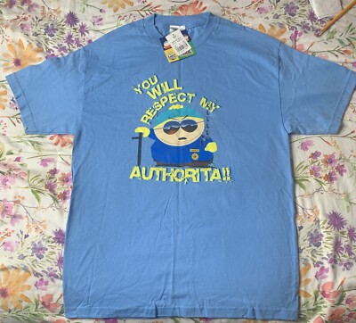 South Park Respect My Authority Cartman Cop Tee Shirt Large Comedy Central 2005