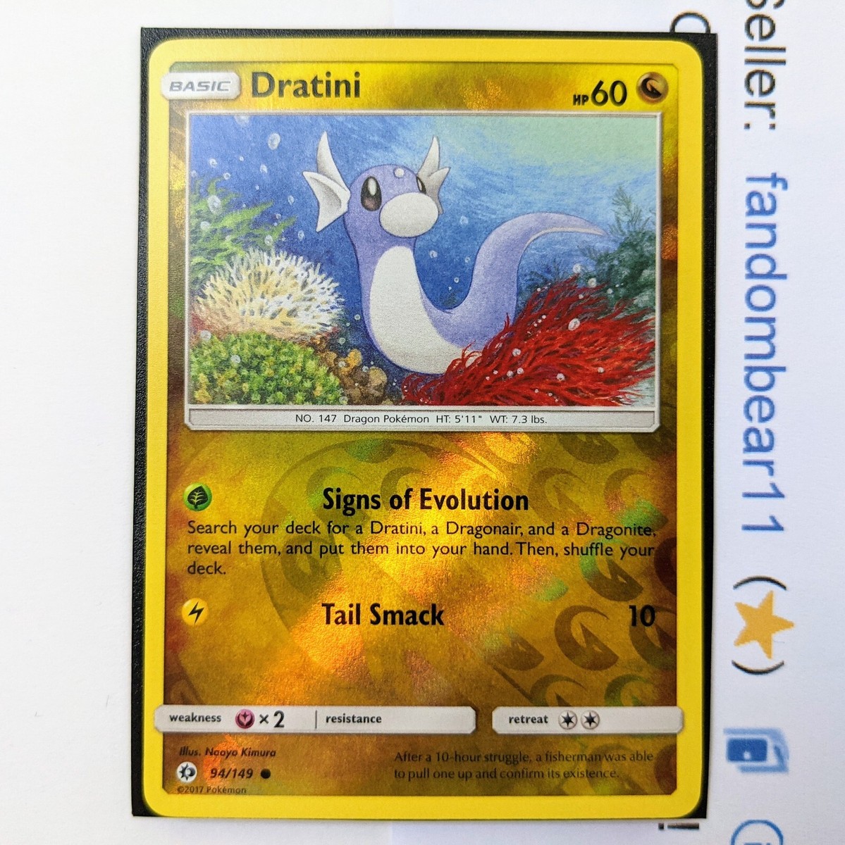 Dratini REVERSE HOLO card 94/149 Sun & Moon Base Set 2017 Pokemon TCG  Dragonite