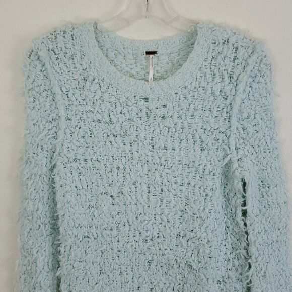 Free People Fuzzy Mint Green Sweater S - image 2
