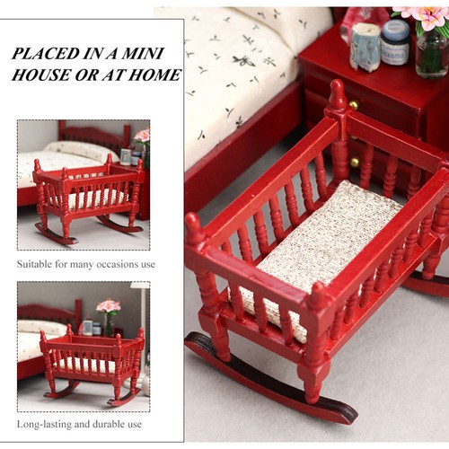 Wooden Simulation Cradle Child Baby Adorable Miniature Doll House Furniture Set - 第 4/12 張圖片