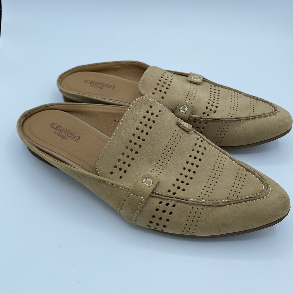 Crown Vintage Katrine Leather Mules Flat Shoes Women display picture 2