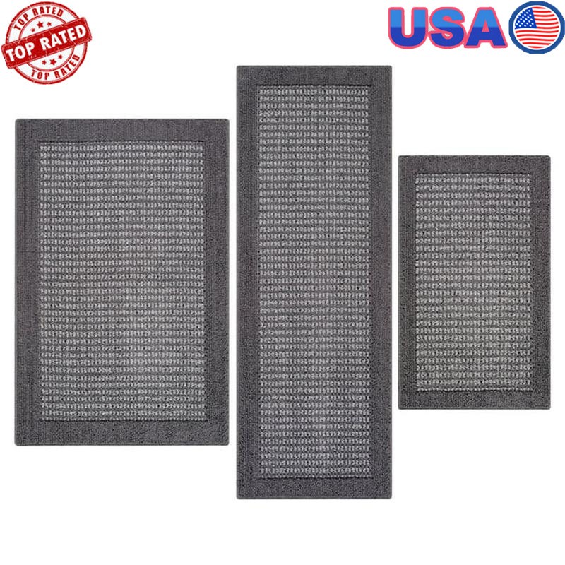 Faux Sisal Indoor Accent Rug Set Machine Washable Stain Fade Resistant Non-Slip