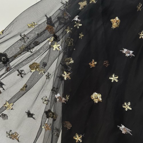 CUPCAKES AND CASHMERE Black Sheer Sequin SKIRT S Tulle Stars Whimsigoth Witchy - Picture 10 of 19
