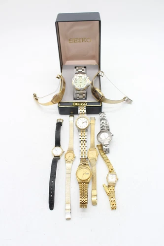 F x10 Ladies Seiko Quartz Gold Tone Wristwatches Not Tested Etc