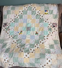 Baby Quilt Handmade 41  x 54  Patchwork Blanket Machine Pieced Hand Tied Nursery