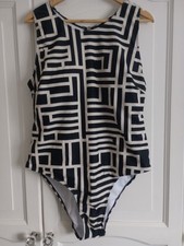 Size 24 Shein Black And Cream Patterned Swimsuit