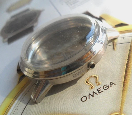 Vintage 1940's Men's Omega 35.1 mm Stainless Steel Swiss Watch Case & Crystal